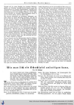 Wie man sich ein Schachspiel anfertigen kann