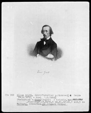 Bildnis Klaus Groth, Schriftsteller und Dichter