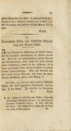 VI. Unerwarteter Erfolg einer künstlichen Befruchtung einer Garten-Nelke.