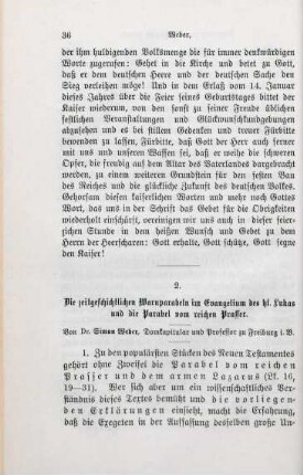 36-66 Die zeitgeschichtlichen Warnparabeln im Evangelium des hl. Lukas und die Parabel vom reichen Prasser