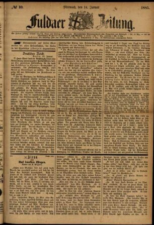 Ausgabe vom Mittwoch, den 14. Januar 1885.