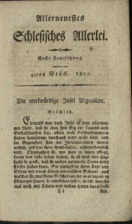 42tes Stück. 1802./Die merkwürdige Insel der Argentiere. Beschluß.