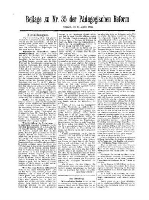 Mitteilungen : Beilage zu Nr. 35 der Pädagogischen Reform