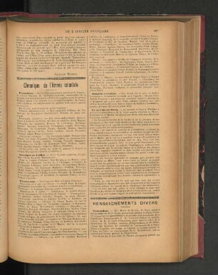Chronique de l'Armée coloniale.