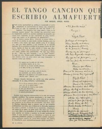 El tango canción que escribió Almafuerte