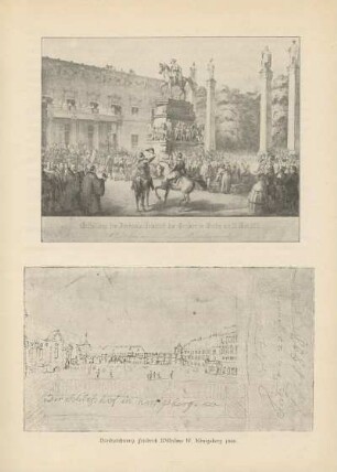 Enthüllung des Denkmals Friedrich des Grossen in Berlin am 31. Mai 1851 ; Handzeichnung Friedrich Wilhelms IV. Königsberg 1808