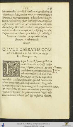 C. Iulii Caesaris Commentariorum De Bello Gallico liber quartus