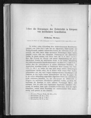 X.: Ueber die Bewegung der Elekticität in Körpern von molekularer Konstitution (1875)