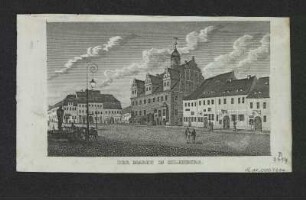 Ansicht des Marktplatzes in Eilenburg, Stich, um 1840 : Der Markt in Eilenburg. - [S.l.] , [um 1840?]. - 1 Kunstbl. : Stich ; 14 x 9 cm