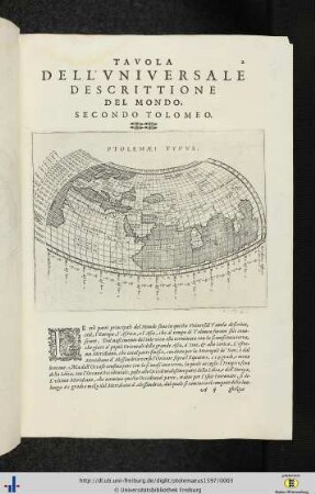 Tavola dell’ universale descrittione del mondo, secondo Tolemeo.
