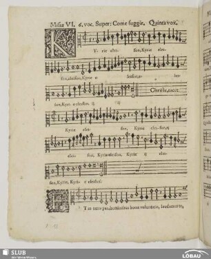 Missa VI, 6. voc. super: Come fuggir
