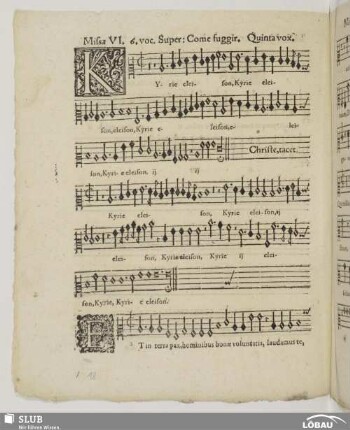 Missa VI, 6. voc. super: Come fuggir