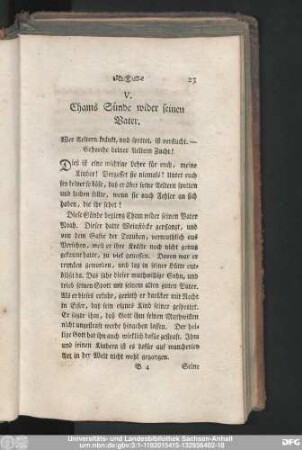 V. Chams Sünde wider seinen Vater.