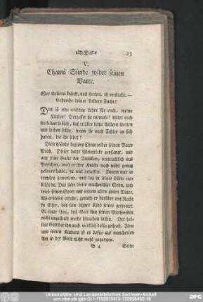 V. Chams Sünde wider seinen Vater.