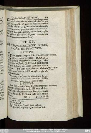 Tit. XXI. De Sequestratione Possessionis Et Fructuum.