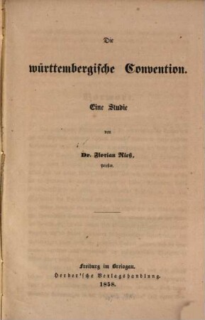 Die württembergische Convention : eine Studie