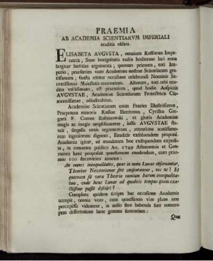 Praemia ab academia scientiarvm imperiali eruditis oblata