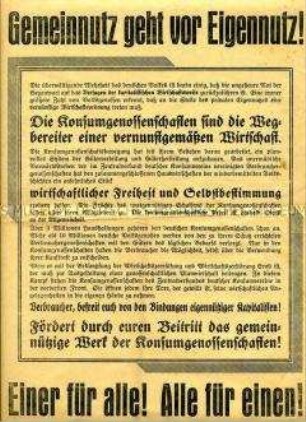 Flugblatt des Deutschen Konsumvereins