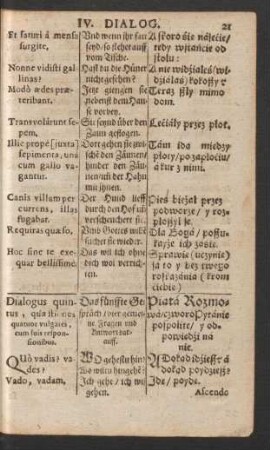 Dialogus quintus = Das fünffte Gespräch = Piata Rozmowa