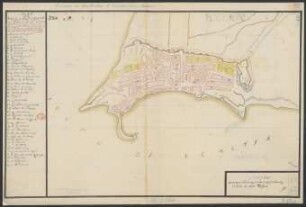 Plan de la ville et port d'Ancona en Italie...