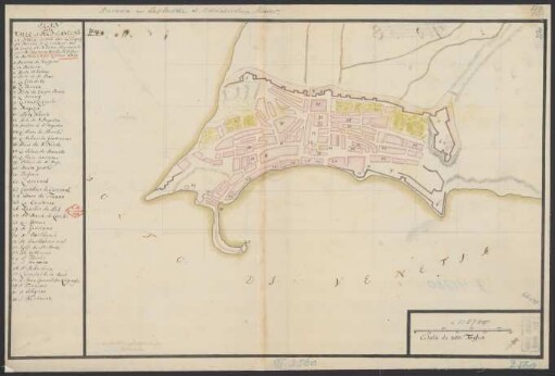 Plan de la ville et port d'Ancona en Italie...