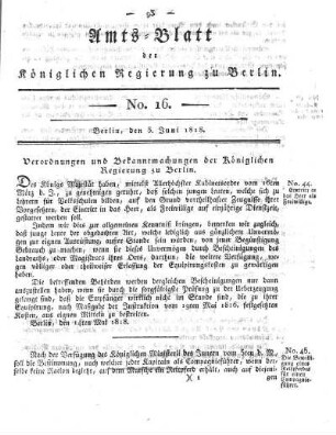 No. 16, 3. Juni 1818