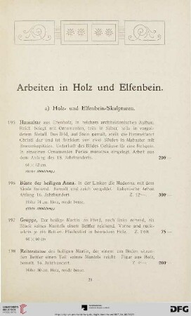 Arbeiten in Holz und Elfenbein (Nr. 195-222)