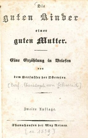 Die guten Kinder einer guten Mutter : eine Erzählung in Briefen