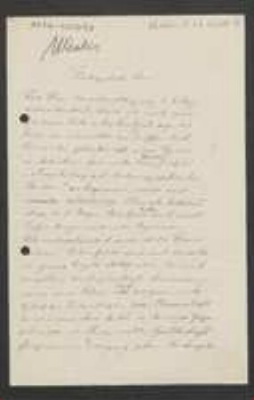 Brief von Arthur Minks an Unbekannt