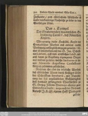 Das 3. Exempel Der Gnadenreichen wunderliche Erleuchtung Caroli V. deß Römischen Keysers.