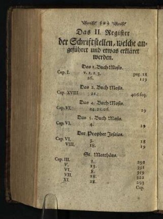 Das II. Register der Schriftstellen, welche angefuehrert und etwas erklaeret werden