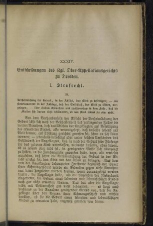 XXXIV. Entscheidungen des Kgl. Ober-Appellationsgerichts zu Dresden