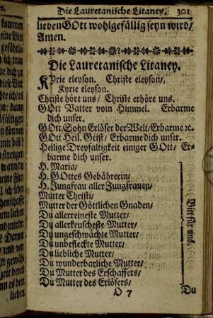 Die Lauretanische Litaney. - Die sieben Schlooß.