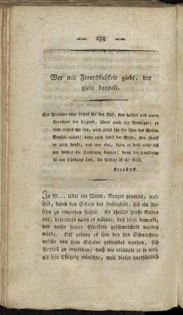 Wer mit Freundlichkeit giebt, der giebt doppelt.
