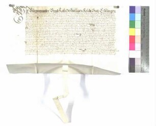 Schuldbrief von Bürgermeister und Rat zu Esslingen an Prior und Konvent des Predigerklosters zu Esslingen über 1200 Gulden