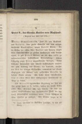 X. Peter I., der Große, Kaiser von Rußland.