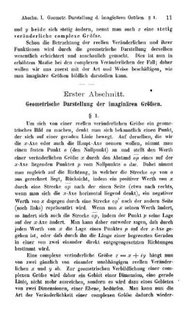 Erster Abschnitt. Geometrische Darstellung der imaginären Größen.
