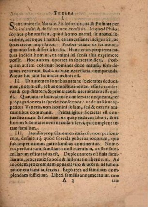 Disputationum politicarum, 1. De familiis in genere ...