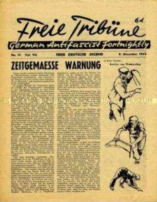 Mitteilungsblatt der Jugendorganisation der deutschen Emigranten in Großbritannien "Freie Tribüne" u.a. zur bevorstehenden Rückkehr nach Deutschland