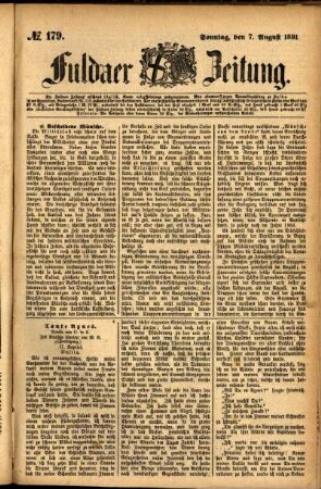Ausgabe vom Sonntag, den 07. August 1881.