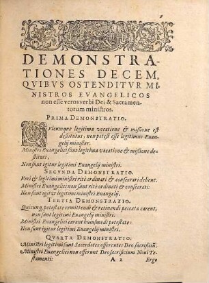 Nodus Gordius Sev De Vocatione Ministrorvm Dispvtatio : In Qva Decem Demonstrationibvs Ostenditvr Ministros Euangelicos non esse veros verbi Dei & Sacramentorum ministros