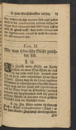 Cap. II. Wie man sphaerische Gläser zurichten soll