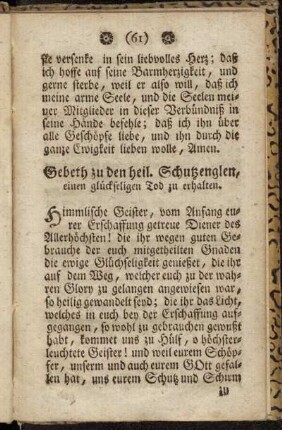 Gebeth zu den heil. Schutzenglen, einen glückseligen Tod zu erhalten.