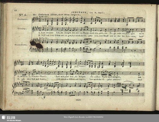 No. 6. Serenate: Lass meiner Liebe Sorgen