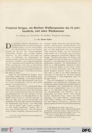 5: Friedrich Krüger, ein Berliner Waffensammler des 18. Jahrhunderts, und seine Rüstkammer : ein Beitrag zur Geschichte der Berliner Zeughaus-Sammlung