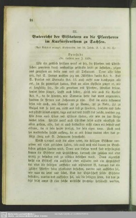 III. Unterricht der Visitatorn an die Pfarrherrn im Kurfürstenthum zu Sachsen