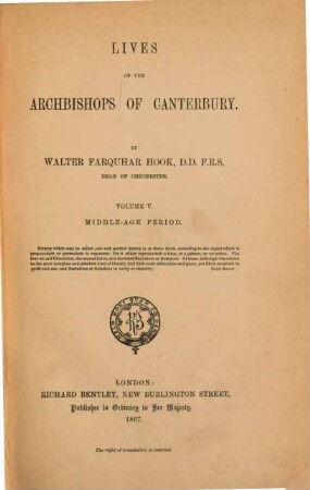 Lives of the archbishops of Canterbury, 5. Middle-age period ; [vol. 3]