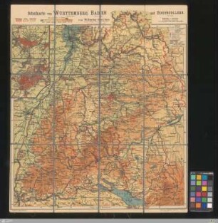 Schulkarte von Württemberg, Baden und Hohenzollern