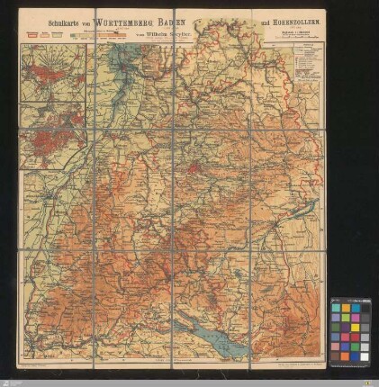 Schulkarte von Württemberg, Baden und Hohenzollern