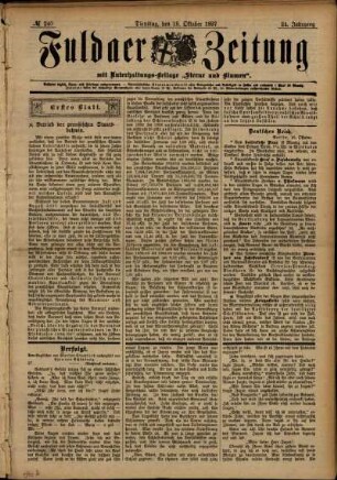 Erste Ausgabe vom Dienstag, den 19. Oktober 1897.